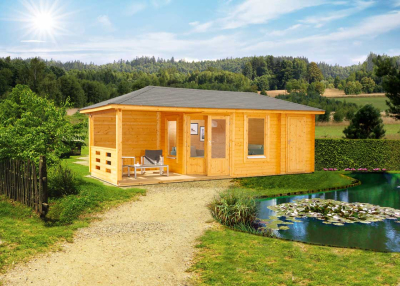 Wolff Finnhaus 5-Eckhaus Annabell 7030/2-Raum mit Terrasse 250 cm