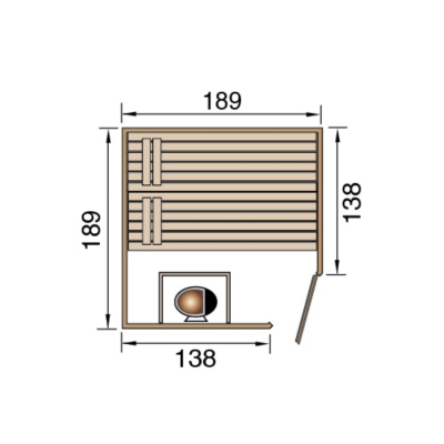 Weka Sauna VALIDA/539 GT Gr. 2 - Massivholzsauna 38 mm mit Eckeinstieg
