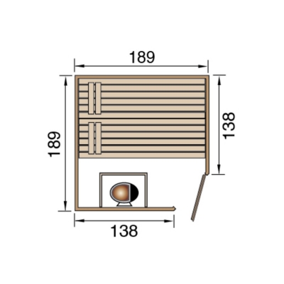 Weka Sauna VALIDA/539 ECK GTF Gr. 2 - Massivholzsauna 38 mm - ohne Saunaofen