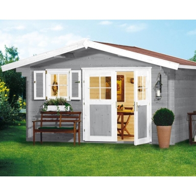 Weka Gartenhaus Typ 111 in 28 mm mit Vordach (60 cm)
