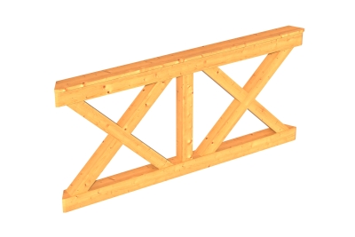 Brüstung Andreaskreuz 180 x 84 cm, Douglasie,natur+nussbaum