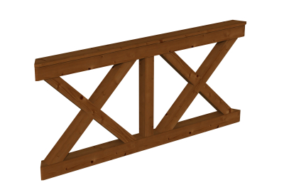 Brüstung Andreaskreuz 180 x 84 cm, Douglasie,natur+nussbaum