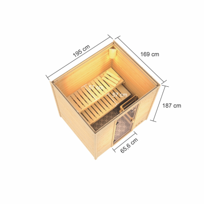 Woodfeeling Sauna Adelina - 38 mm Massivholz Aktionssauna