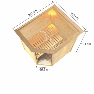 Woodfeeling Sauna Elea - 38 mm Massivholz Aktionssauna