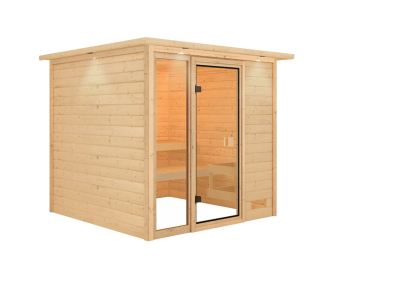 Woodfeeling Sauna Jutta - 38 mm Massivholz Aktionssauna