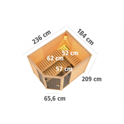 Karibu SINAI 3 Massivholzsauna mit Eckeinstieg 40 mm