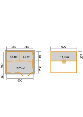 Weka Weekendhaus 703 mit Schlafboden - 70 mm in drei Grössen