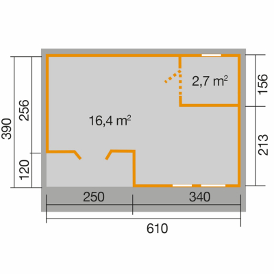 Weka Weekendhaus 701 2-Raum-Haus mit Terrasse - 70 mm