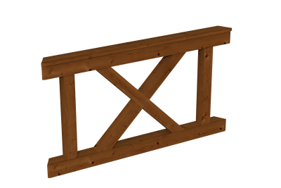 Brüstung Andreaskreuz 150 x 84 cm, Fichte, 4 Farben und Natur