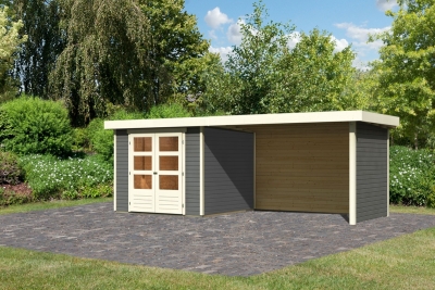 Gartenhaus Askola 3,5 mit 280cm Anbaudach + Rückwand+Seitenwand