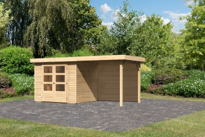 Gartenhaus Askola 3 mit 240 Anbaudach + Rückwand