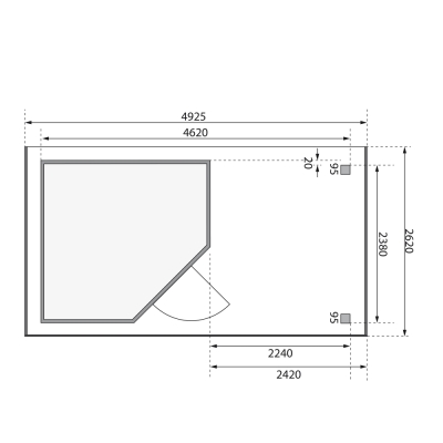 Woodfeeling Gartenhaus Schwandorf 3/5 mit Anbau 240 cm