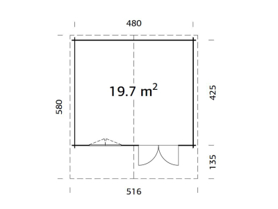 Palmako Blockbohlenhaus Britta 19,7 m² 40 mm naturbelassen