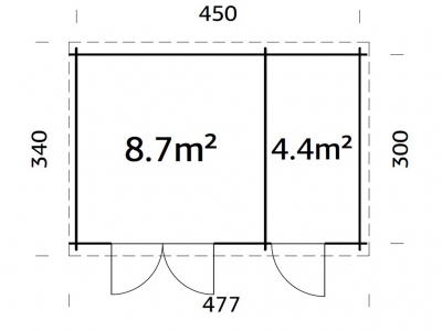 Palmako Blockbohlenhaus Ella 13,1 m² 28 mm naturbelassen