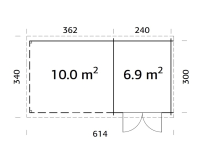 Palmako Blockbohlenhaus Ella 6,9+10,0 m² 28 mm naturbelassen