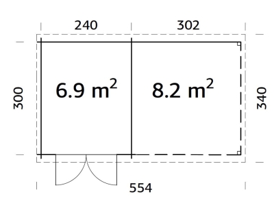 Palmako Blockbohlenhaus Ella 6,9+8,2 m² 28 mm naturbelassen