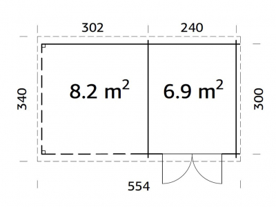 Palmako Blockbohlenhaus Ella 6,9+8,2 m² 28 mm naturbelassen
