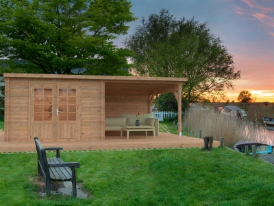 Palmako Blockbohlenhaus Ella 8,7+8,2 m² 28 mm naturbelassen