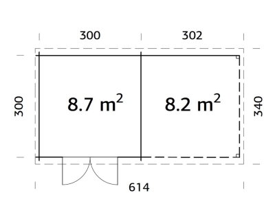 Palmako Blockbohlenhaus Ella 8,7+8,2 m² 28 mm naturbelassen