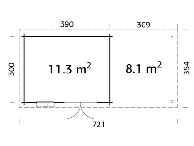 Palmako Blockbohlenhaus Elsa 11,3+8,1 m² 28 mm naturbelassen