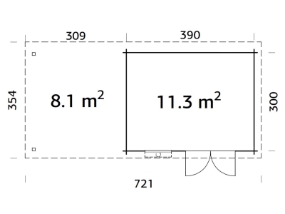 Palmako Blockbohlenhaus Elsa 11,3+8,1 m² 28 mm naturbelassen