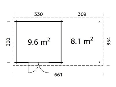 Palmako Blockbohlenhaus Elsa 9,6+8,1 m² 28 mm naturbelassen
