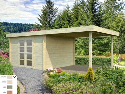 Palmako Blockbohlenhaus Elsa 9,6+8,1 m² 28 mm naturbelassen