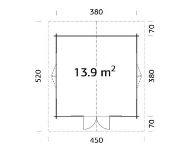 Palmako Blockbohlenhaus Irene 13,9 m² 34 mm naturbelassen