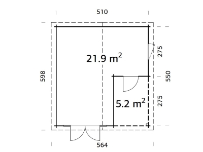 Palmako Blockbohlenhaus Irene 21,9+5,2 m² 44 mm naturbelassen