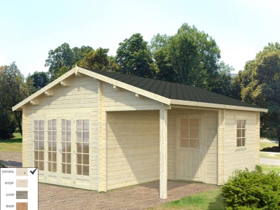 Palmako Blockbohlenhaus Irene 21,9+5,2 m² 44 mm naturbelassen