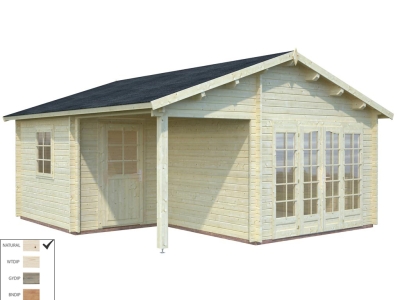 Palmako Blockbohlenhaus Irene 21,9+5,2 m² 44 mm naturbelassen
