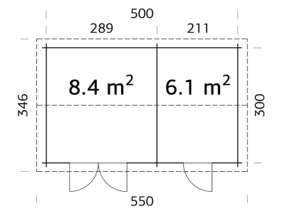 Palmako Gerätehaus BBH Jari 14,5 m² 28 mm naturbelassen