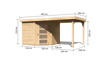 Woodfeeling Gartenhaus Schwandorf 3/5 mit Anbau 240 cm