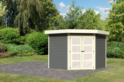 Karibu Gartenhaus Goldendorf 5 - 19 mm  in Terragrau