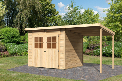 Karibu Gartenhaus Glücksburg 4 mit Anbaudach 1,90 Meter