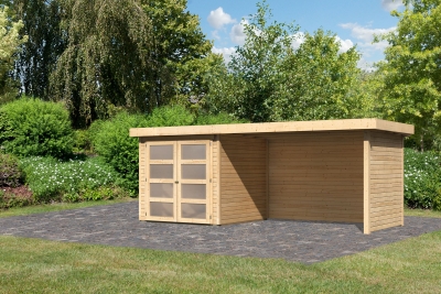 Gartenhaus Mühlendorf 2 mit Anbaudach 280 cm+Seitenwand+Rückwand