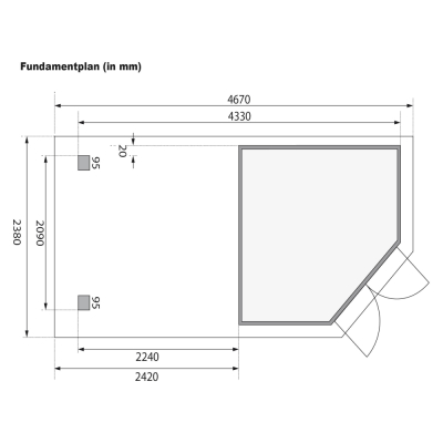 Karibu Gartenhaus Goldendorf 3 Terragrau mit 240 cm Schleppdach + Seiten- und Rückwand - 19 mm