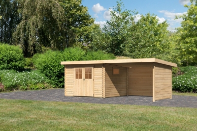 Gartenhaus Torgau 3 mit Anbaudach 330cm +Rückwand+Seitenwand