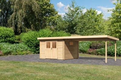 Gartenhaus Torgau 3 mit Anbaudach 440 cm in 40mm