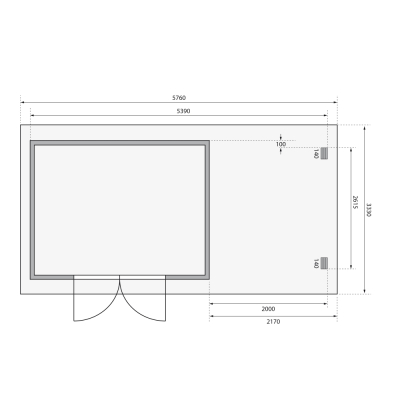 Gartenhaus Torgau 4 mit Anbauwand 230cm + Rückwand in 40mm