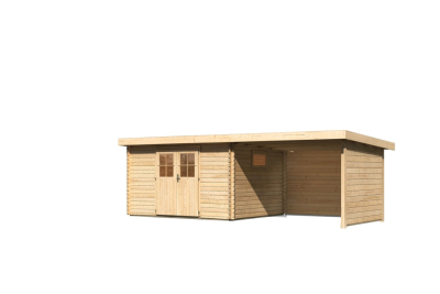 Gartenhaus Torgau 4 mit Anbaudach 330cm + Rückwand+Seitenwand in 40mm