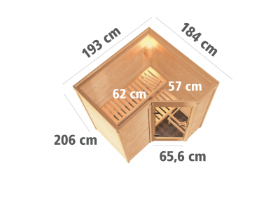 KARIBU SAHIB 1 Massivholzsauna Eckeinstieg