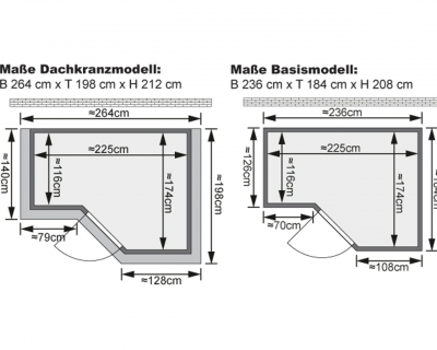 KARIBU SAHIB 2 Massivholzsauna Eckeinstieg40mm