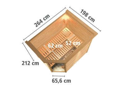 KARIBU TANAMI Massivholzsauna 40mm