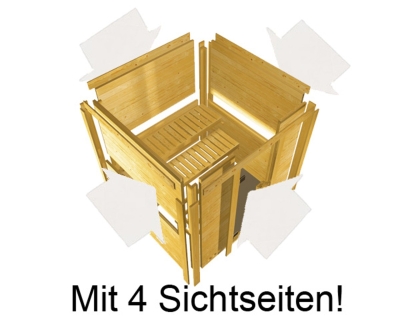 KARIBU SAHIB 2 Massivholzsauna Eckeinstieg40mm