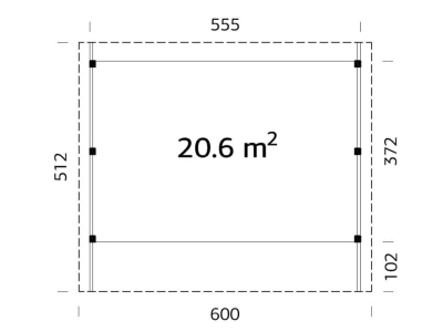 Palmako Doppel-Carport Karl 20,6 m² naturbelassen