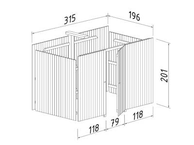 Palmako Geräteraum für Carport Karl 23,1 m² 19 mm naturbelassen