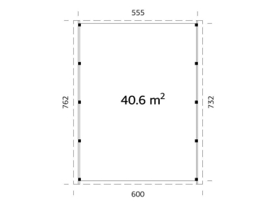 Palmako Doppel-Carport Karl 40,6 m² naturbelassen ,ohne Anbau