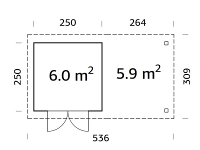 Palmako Blockbohlenhaus Lara 6,0+5,9 m² 28 mm naturbelassen