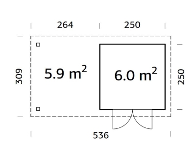 Palmako Blockbohlenhaus Lara 6,0+5,9 m² 28 mm naturbelassen